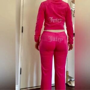 Juicy Couture Velour Vixen Hot Pink Track Suit Tracksuit Set NWT $199 Womens M
